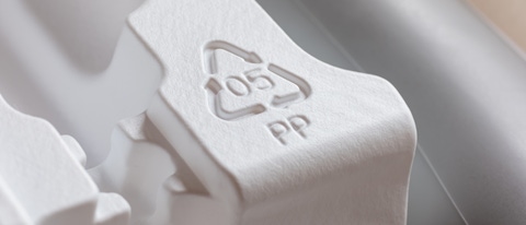 Recycling symbol polypropylene material resin code 05 PP considered one of the safer plastics